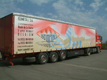 fabrication d'une b�che coulissante avec impression full quadri avec vernis de protection pour semi remorque - Isometal