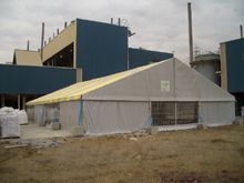 CFhapiteau hall de stockage temporaire � Li�ge.