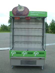 Lettrage sur frigo pour supermarch�.