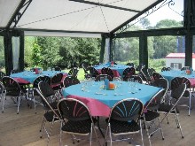 You can see here an inside view of the Orangerie which has a clear canvas roof
