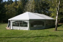 Apse-shaped marquee put up for a wedding